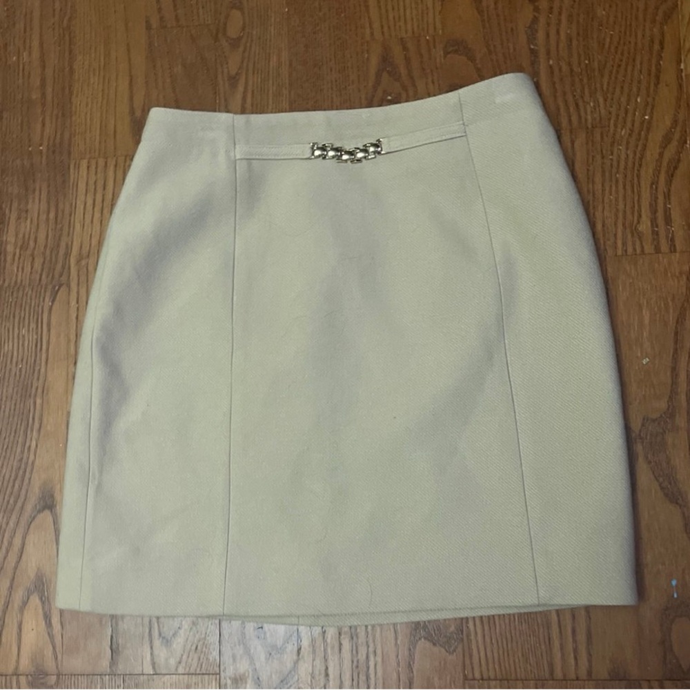 Elegant Tan Skirt with Chain Detail